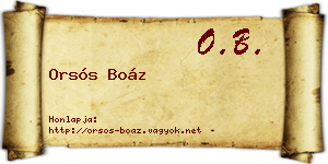 Orsós Boáz névjegykártya